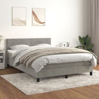  Łóżko kontynentalne z materacem, jasnoszare, 140x190cm, aksamit