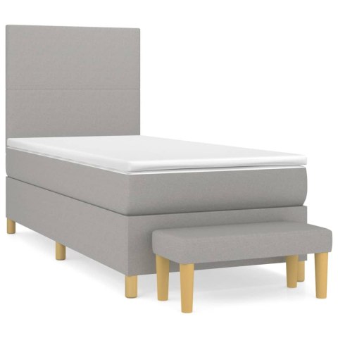  Łóżko kontynentalne z materacem, jasnoszare, tkanina, 90x190 cm