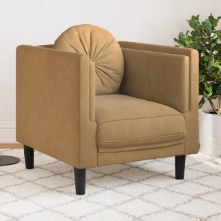 Fotel z poduszkami, brązowy, aksamit