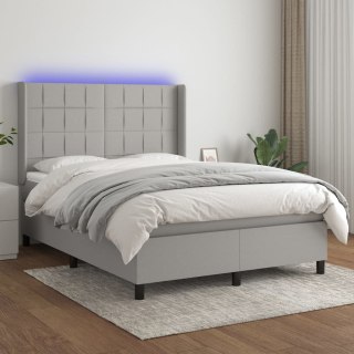  Łóżko kontynentalne z materacem, jasnoszare 140x200 cm, tkanina