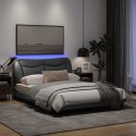 Rama łóżka z LED, jasnoszara, 140x200 cm, tkanina