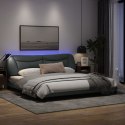  Rama łóżka z LED, jasnoszara, 200x200 cm, tkanina