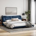  Rama łóżka z LED, niebieska, 200x200 cm, tkanina