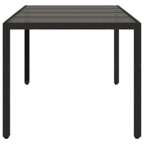  Stół ogrodowy ze szklanym blatem, czarny, 190x90x75 cm