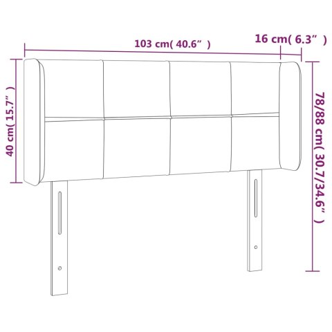  Zagłówek do łóżka z LED, ciemnoszary, 103x16x78/88 cm, aksamit