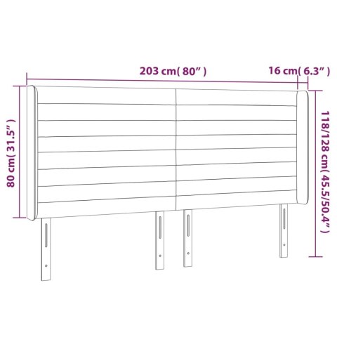  Zagłówek do łóżka z LED, ciemnozielony 203x16x118/128cm aksamit