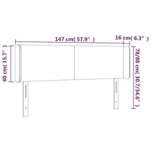  Zagłówek do łóżka z LED, czarny, 147x16x78/88cm, sztuczna skóra