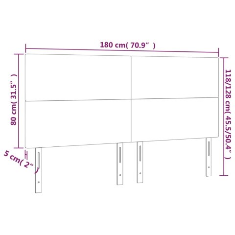  Zagłówek do łóżka z LED, jasnoszary, 180x5x118/128 cm, tkanina