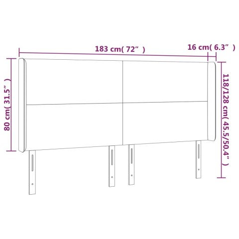  Zagłówek do łóżka z LED, jasnoszary, 183x16x118/128 cm, tkanina