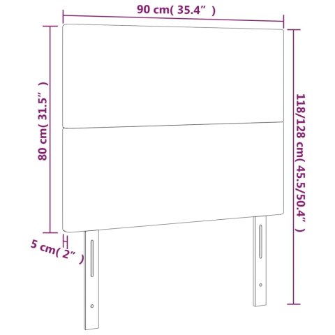  Zagłówek do łóżka z LED, jasnoszary, 90x5x118/128 cm, tkanina