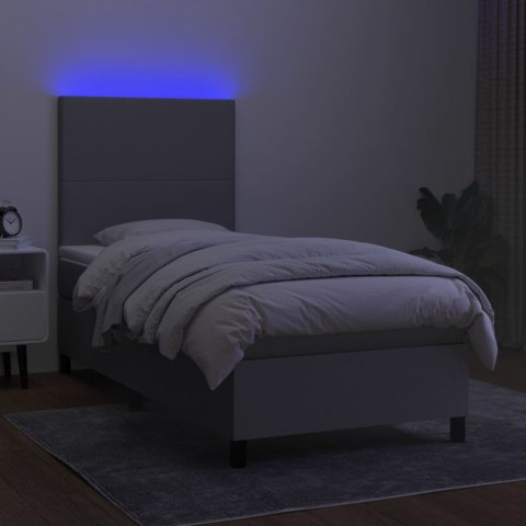  Łóżko kontynentalne z materacem, jasnoszare, 80x200 cm, tkanina