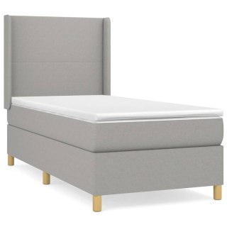  Łóżko kontynentalne z materacem, jasnoszare, tkanina, 80x200 cm