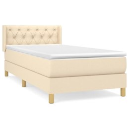  Łóżko kontynentalne z materacem, kremowe, tkanina, 80x200 cm