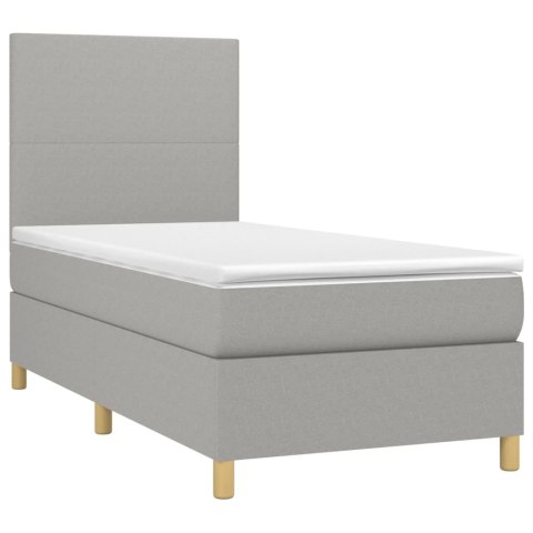  Łóżko kontynentalne z materacem, jasnoszare, 90x200 cm, tkanina