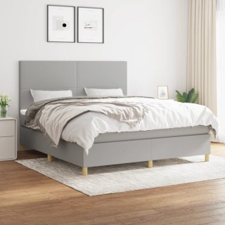  Łóżko kontynentalne z materacem, jasnoszare, tkanina, 180x200cm