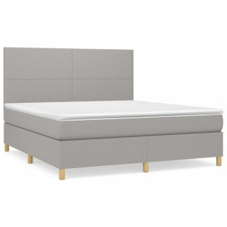 Łóżko kontynentalne z materacem, jasnoszare, tkanina, 180x200cm