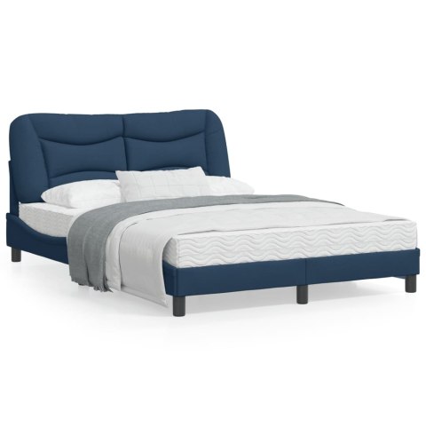  Rama łóżka z LED, niebieska, 140x190 cm, tkanina
