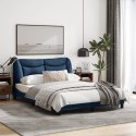  Rama łóżka z LED, niebieska, 140x190 cm, tkanina