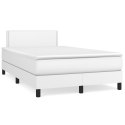  Łóżko kontynentalne z materacem i LED, białe, 120x190 cm