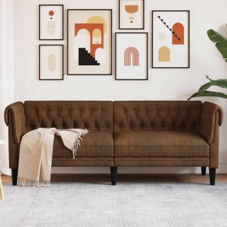  Sofa Chesterfield, trzyosobowa, brązowa, obita tkaniną