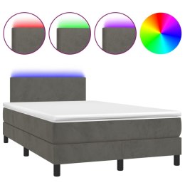  Łóżko kontynentalne z materacem i LED, ciemnoszare, 120x190 cm