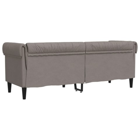  Sofa Chesterfield, trzyosobowa, kolor taupe, obita tkaniną