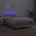  Łóżko kontynentalne z materacem i LED, cappuccino, 120x190 cm