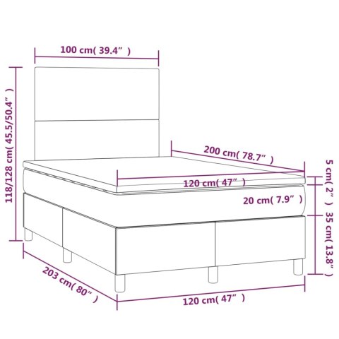  Łóżko kontynentalne z materacem, taupe, tkanina, 120x200 cm