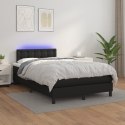  Łóżko kontynentalne z materacem i LED, czarne, 120x190 cm