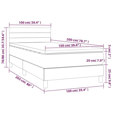  Łóżko kontynentalne, materac i LED, niebieski aksamit 100x200cm