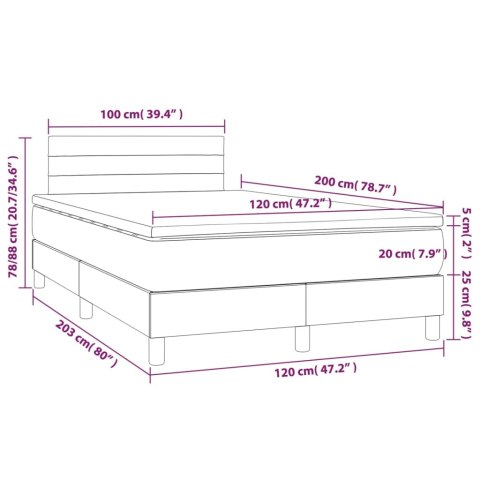  Łóżko kontynentalne, materac i LED, niebieski aksamit 120x200cm