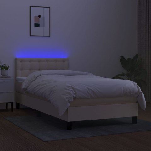  Łóżko kontynentalne z materacem, kremowe, 100x200 cm, tkanina