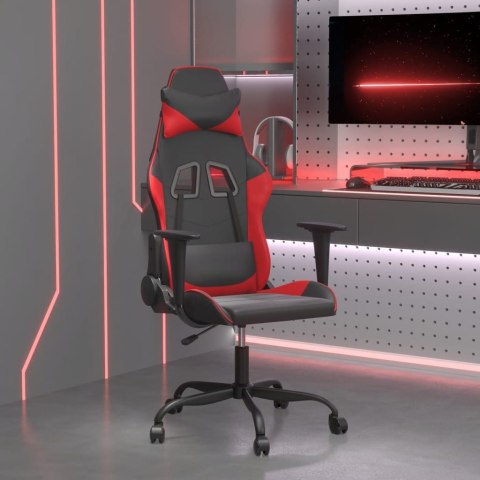  Masujący fotel gamingowy, czarno-czerwony, sztuczna skóra