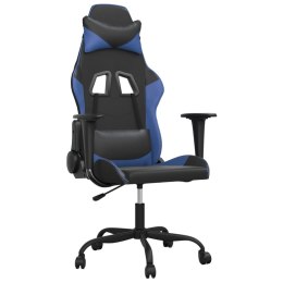  Masujący fotel gamingowy, czarno-niebieski, sztuczna skóra
