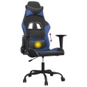  Masujący fotel gamingowy, czarno-niebieski, sztuczna skóra