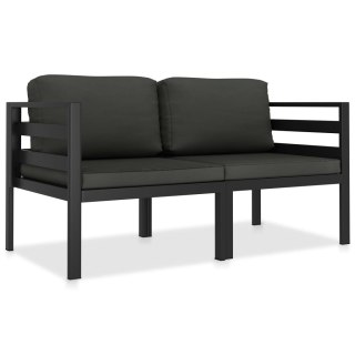  2-częściowa sofa z poduszkami, aluminium, antracytowa