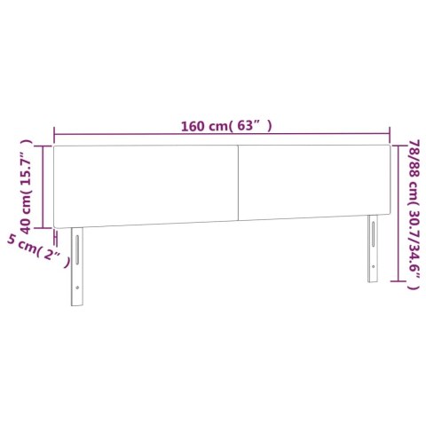  Zagłówek do łóżka z LED, czarny, 160x5x78/88 cm, aksamit