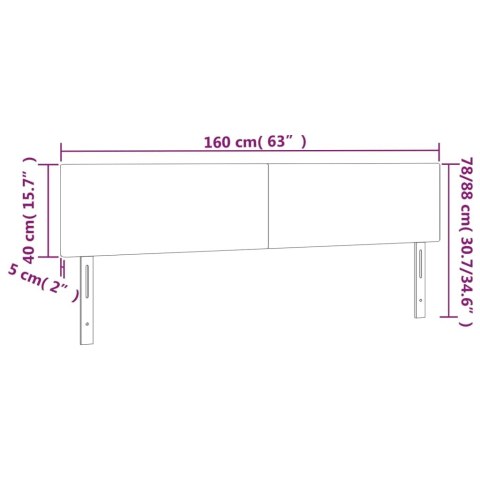  Zagłówek do łóżka z LED, jasnoszary, 160x5x78/88 cm, aksamit