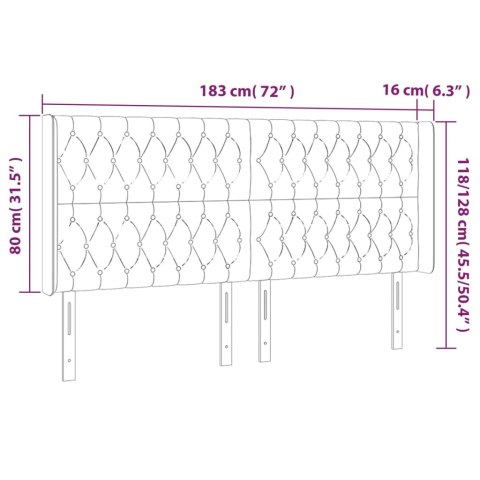  Zagłówek do łóżka z LED, kremowy, 183x16x118/128 cm, tkanina