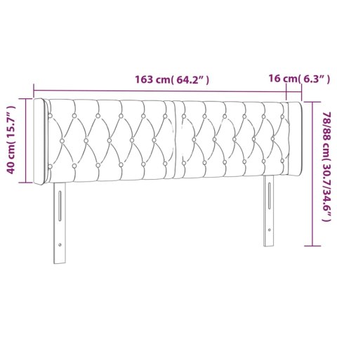  Zagłówek do łóżka z LED, taupe, 163x16x78/88 cm, tkanina