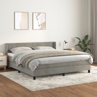  Łóżko kontynentalne z materacem, jasnoszare, 160x200cm, aksamit