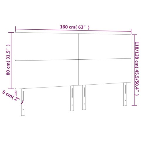  Zagłówek do łóżka z LED, ciemnoszary, 160x5x118/128 cm, tkanina