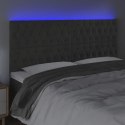  Zagłówek do łóżka z LED, ciemnoszary, 180x7x118/128 cm, aksamit