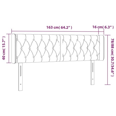  Zagłówek do łóżka z LED, jasnoszary, 163x16x78/88 cm, aksamit