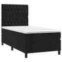  Łóżko kontynentalne z materacem i LED, czarny aksamit 80x200 cm