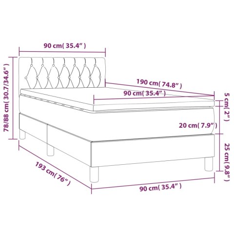  Łóżko kontynentalne z materacem i LED zielony aksamit 90x190 cm