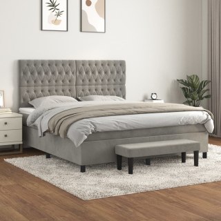  Łóżko kontynentalne z materacem, jasnoszare, 180x200cm, aksamit