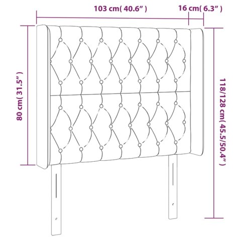  Zagłówek do łóżka z LED ciemnobrązowy 103x16x118/128 cm tkanina