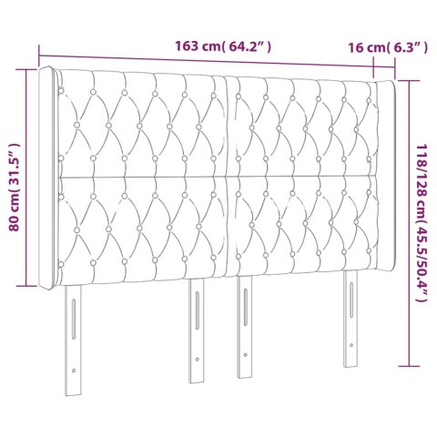  Zagłówek do łóżka z LED, jasnoszary, 163x16x118/128 cm, aksamit