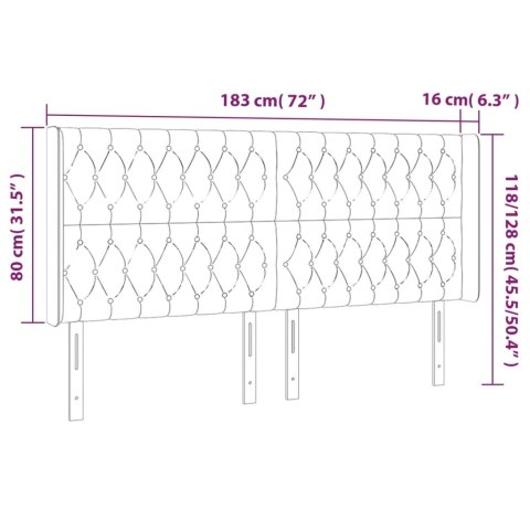  Zagłówek do łóżka z LED, jasnoszary, 183x16x118/128 cm, aksamit